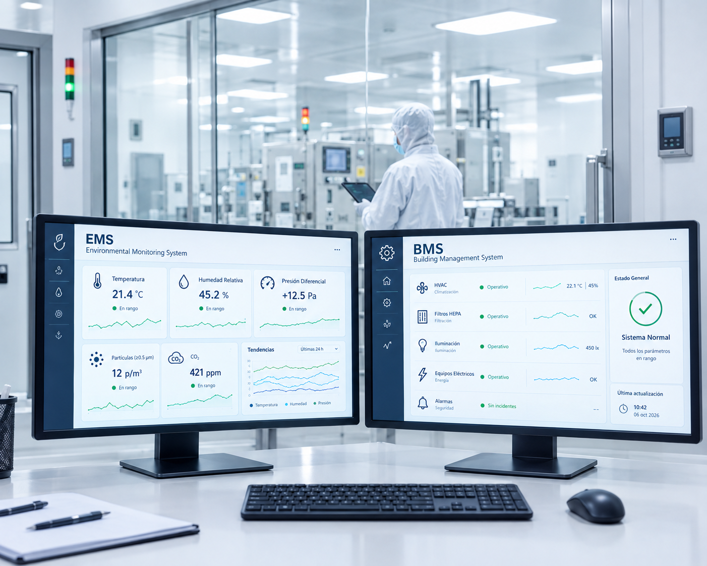 Monitoreo Continuo de Parámetros Críticos (EMS vs. BMS): Control en Tiempo Real en Cuartos Limpios